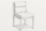 Pencil sketch of the Cervo dining chair, three-quarter view from above