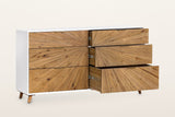 Cesana dresser with the three right-hand drawers open on metal glides