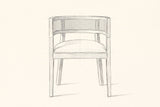 Pencil drawing of the Cesena dining chair, front view