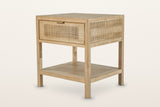 Cetara side table in Natural ash with wicker panels
