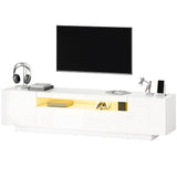 Greer Modern TV Stand with RGB LED Lights for 65-85" TVs - High Gloss White