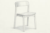 Pencil sketch of the Chiavenna dining chair, three-quarter view