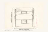 Chioggia accent chair dimensions: 29.5 in wide, 26 in deep, 27.25 in high, seat 19 in high