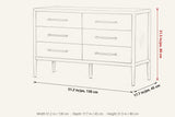Chiusdino dimensions on a pencil sketch of the dresser: 51.2 in wide, 17.7 in deep, 31.5 in high