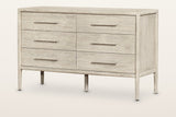 Chiusdino 6-drawer dresser in a pale whitewashed finish