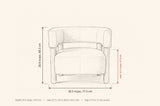 Cingoli dimensions: 30.5 in wide, 29.5 in deep, 26.9 in high, seat 16.5 in high