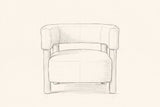 Pencil drawing of the Cingoli chair traced from the front view