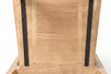 Close-up from below of the Cison seat in Natural: solid ash boards side by side