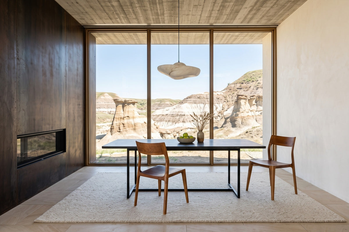 Cison dining chairs in Warm Brown at a soapstone table in a Drumheller house