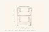 Civita dining chair dimensions: 22.5 in wide, 22.75 in deep, 27.5 in high with the arm rail at the same height