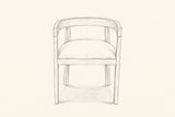 Pencil drawing of the Civita dining chair, front view