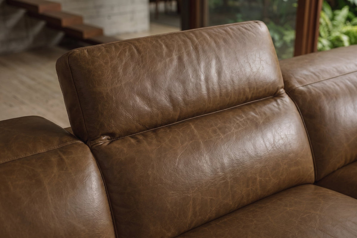 Valencia Clara Distressed Leather Recliner Sectional Sofa