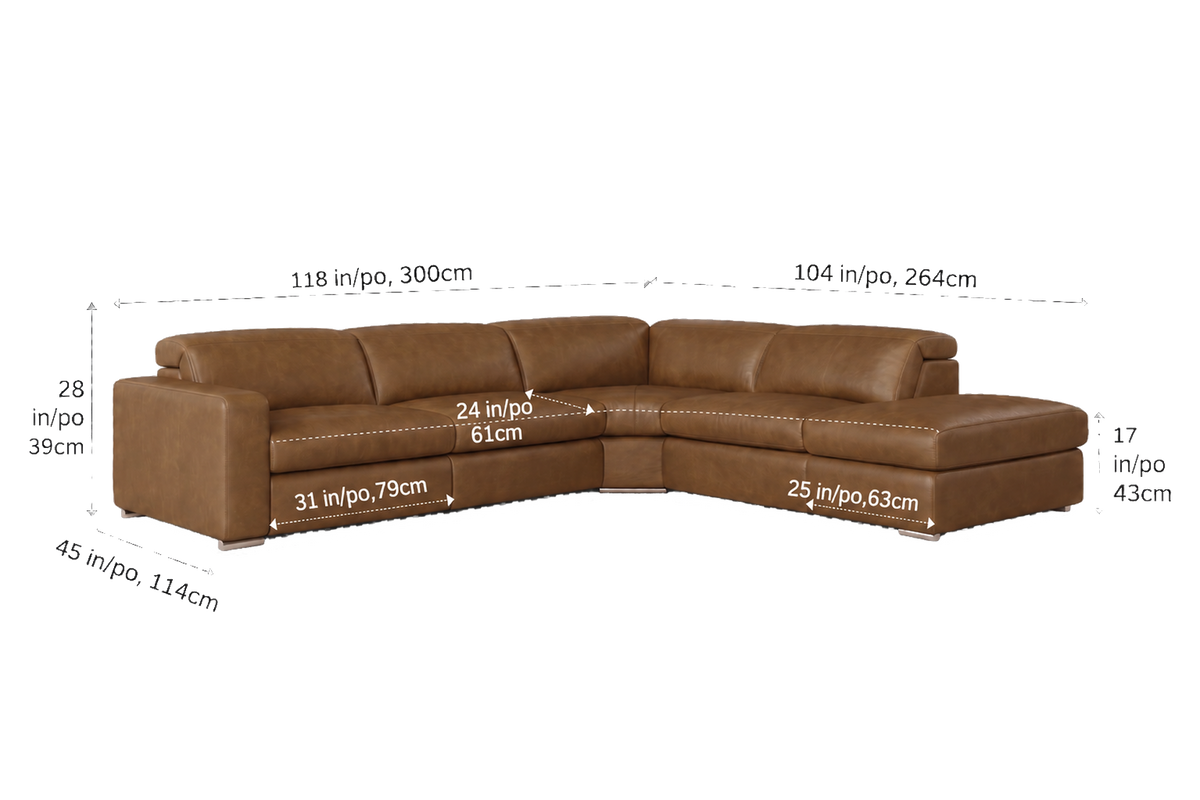 Valencia Clara Distressed Leather Recliner Sectional Sofa