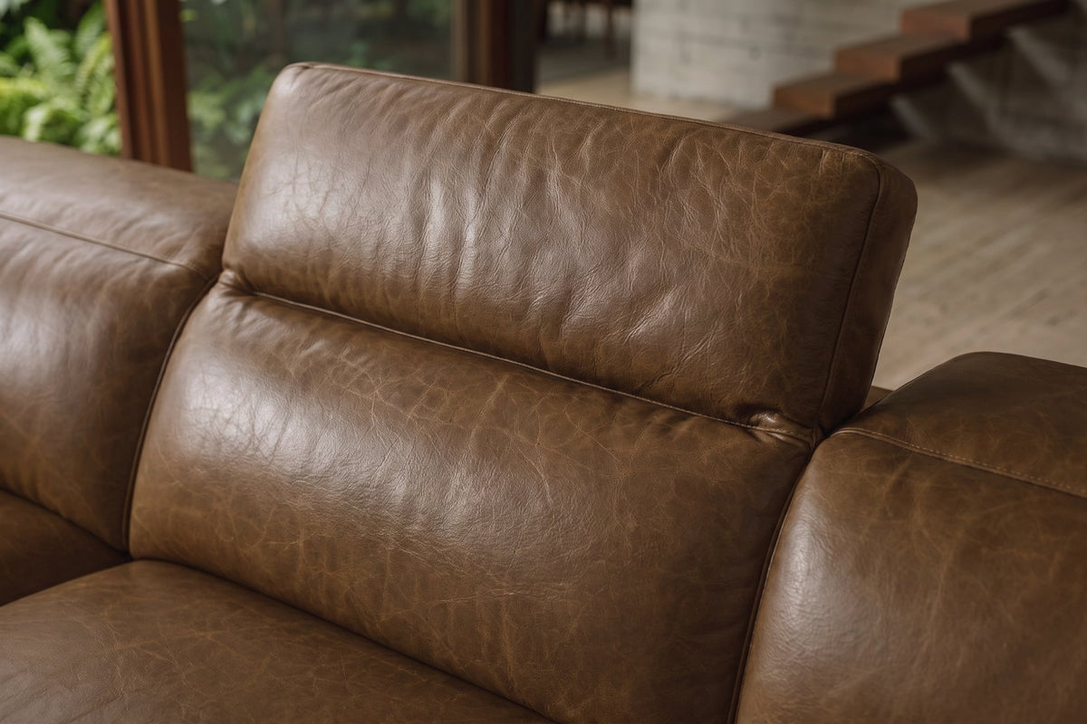 Valencia Clara Distressed Leather Recliner Sectional Sofa