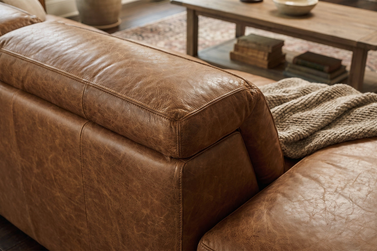 Clara Distressed Leather Recliner Sectional Sofa