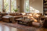 Clara Distressed Leather Recliner Sectional Sofa