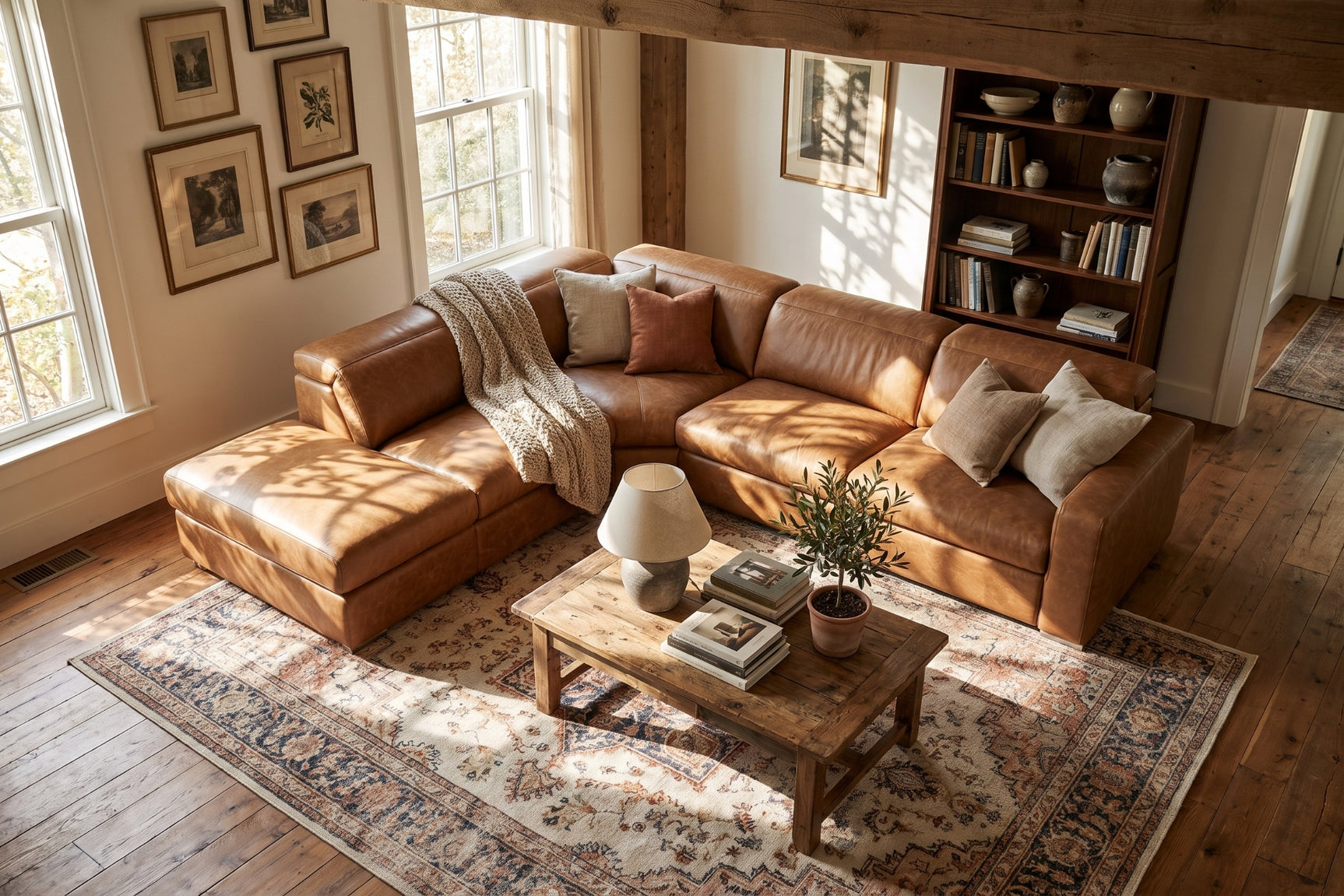 Clara Distressed Leather Recliner Sectional Sofa