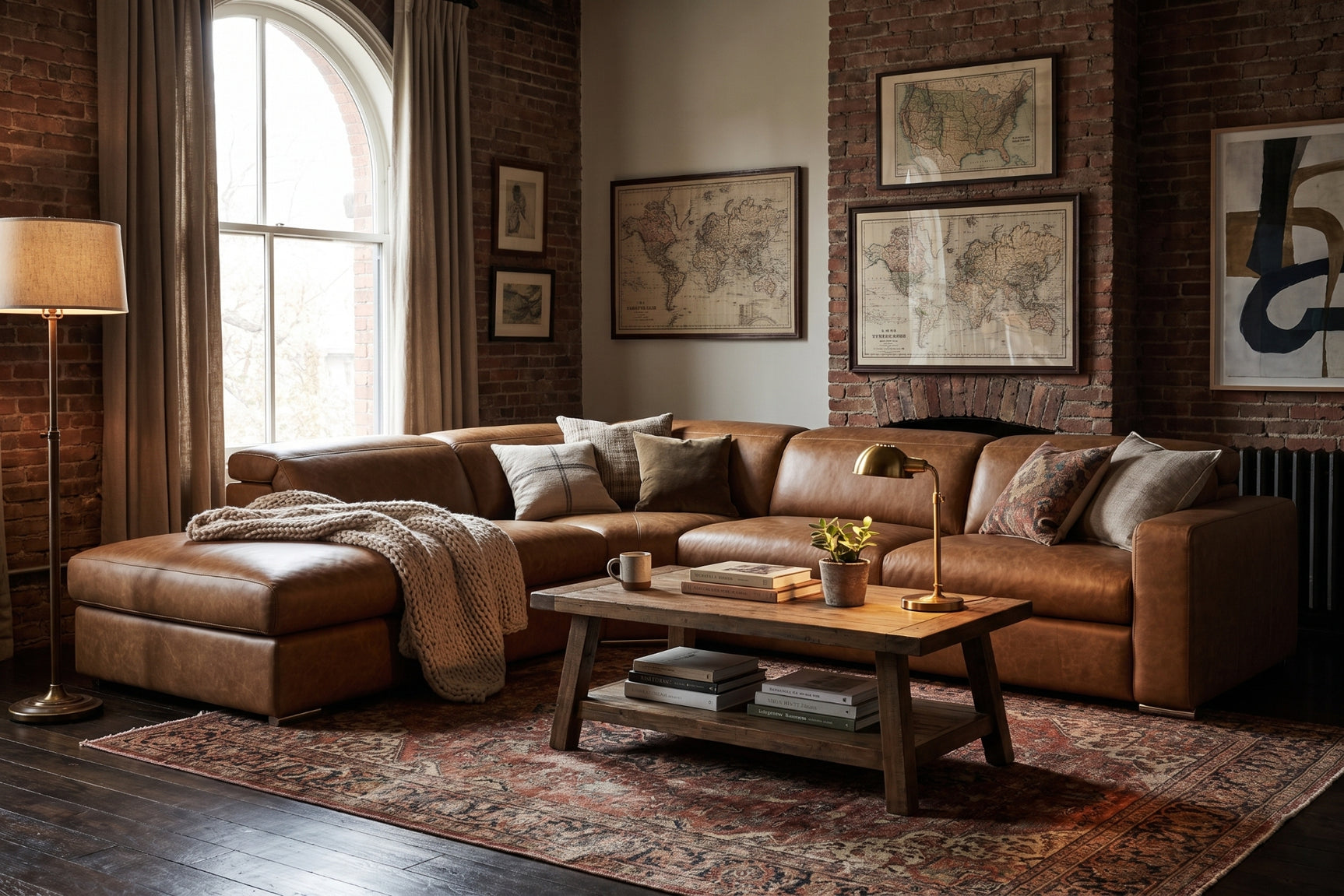 Clara Distressed Leather Recliner Sectional Sofa