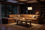 Clara Distressed Leather Recliner Sectional Sofa