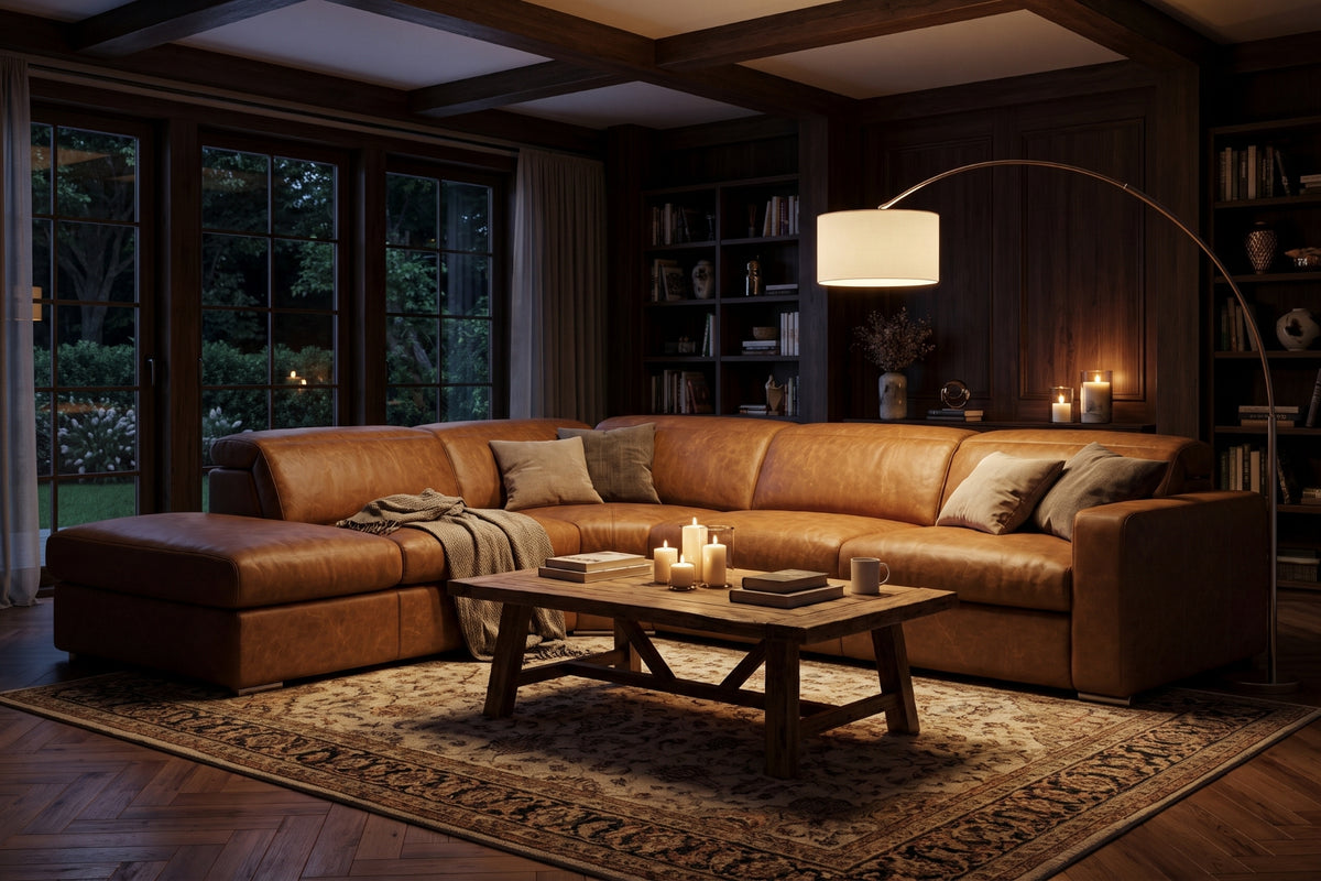 Clara Distressed Leather Recliner Sectional Sofa