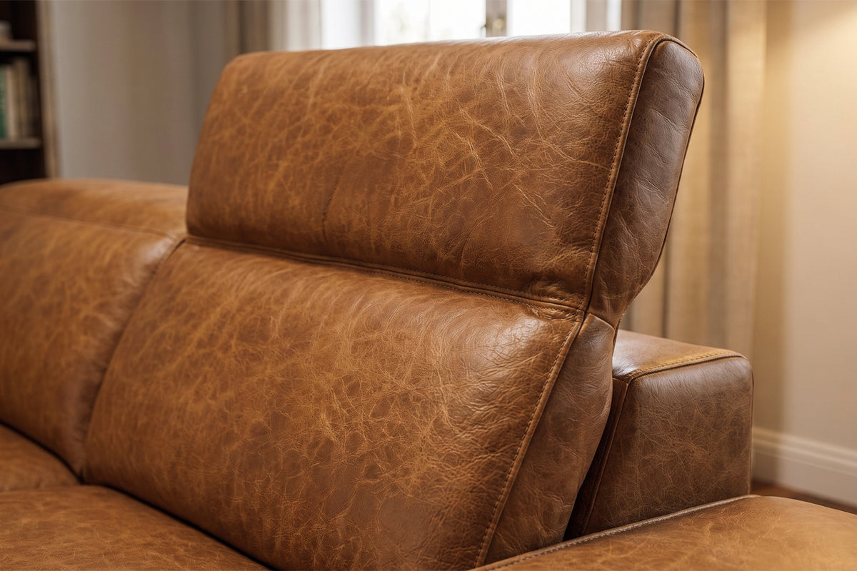 Clara Distressed Leather Recliner Sectional Sofa