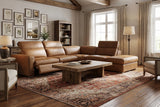 Clara Distressed Leather Recliner Sectional Sofa
