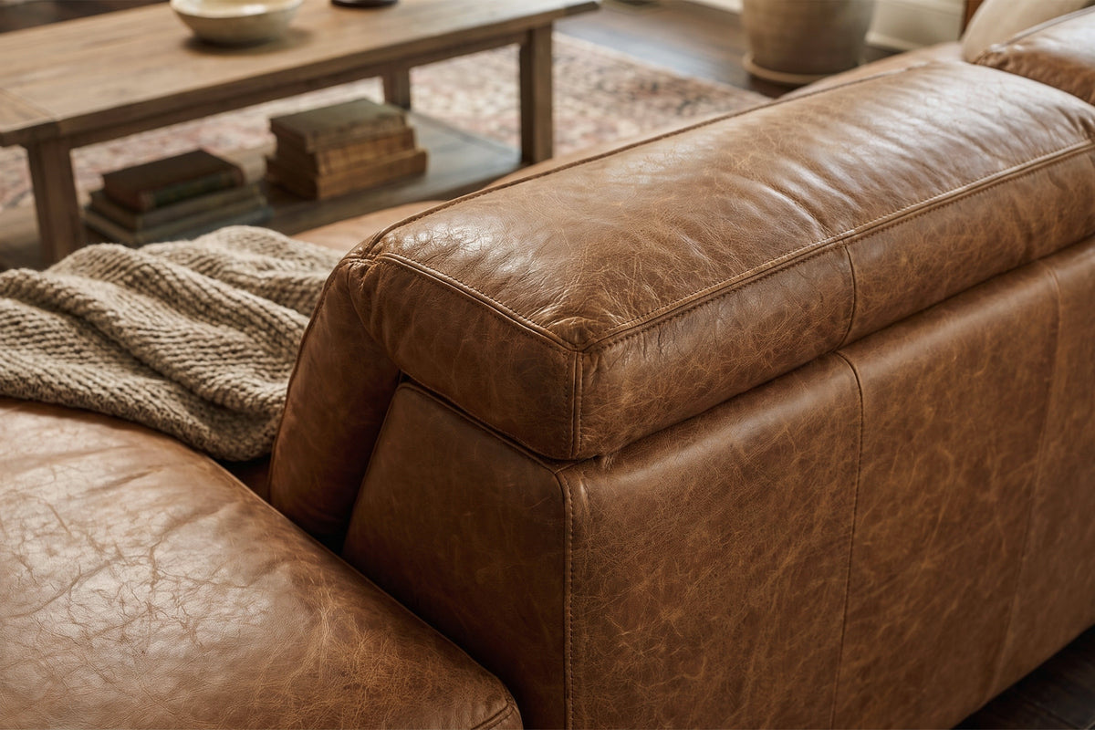 Clara Distressed Leather Recliner Sectional Sofa