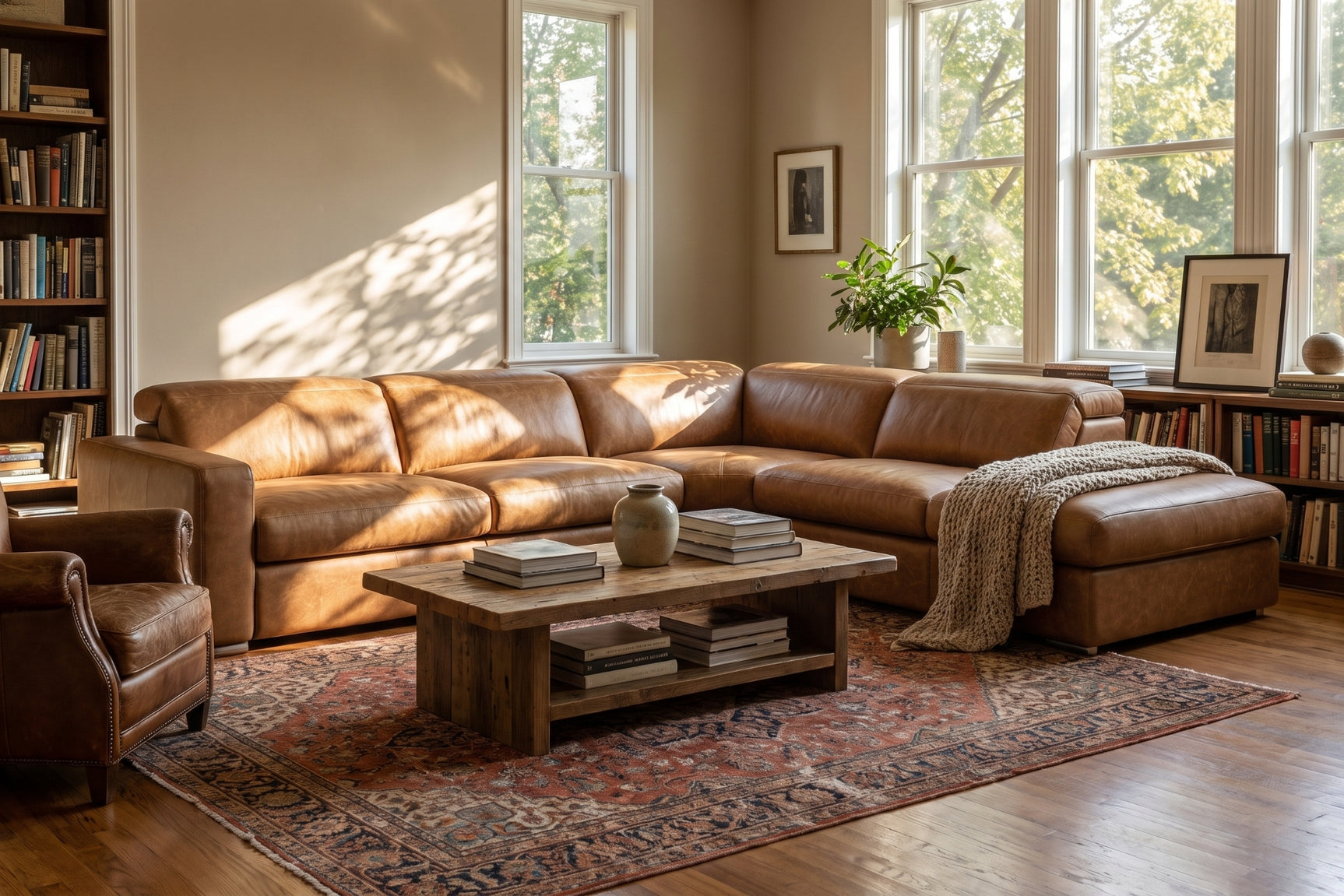 Clara Distressed Leather Recliner Sectional Sofa