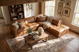 Clara Distressed Leather Recliner Sectional Sofa