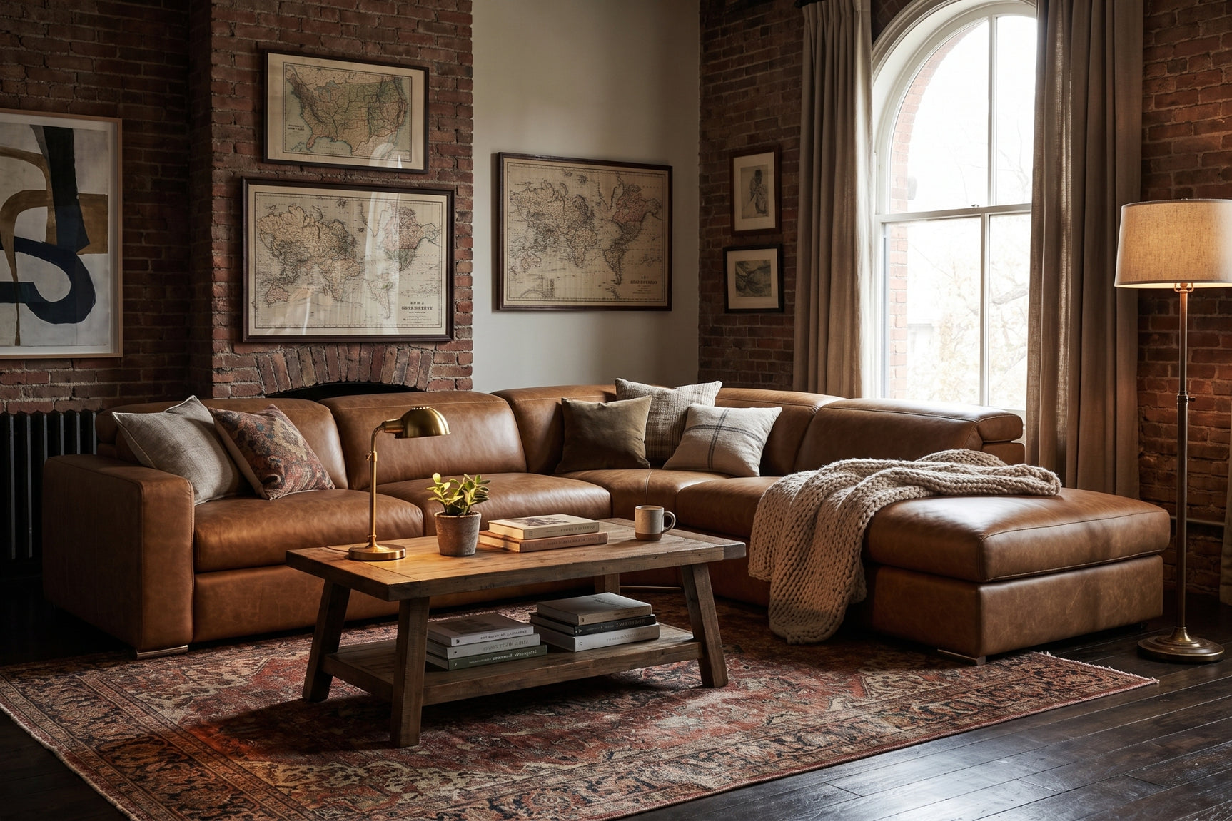 Clara Distressed Leather Recliner Sectional Sofa