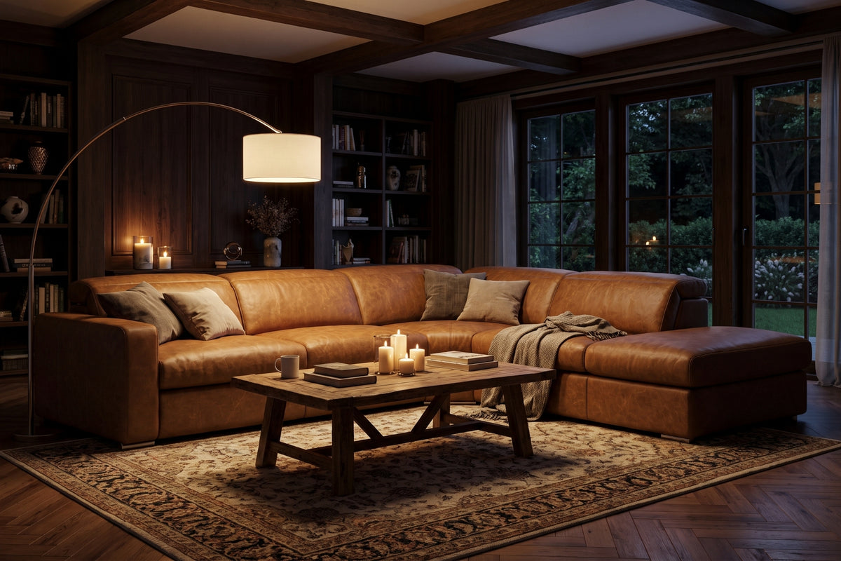 Clara Distressed Leather Recliner Sectional Sofa