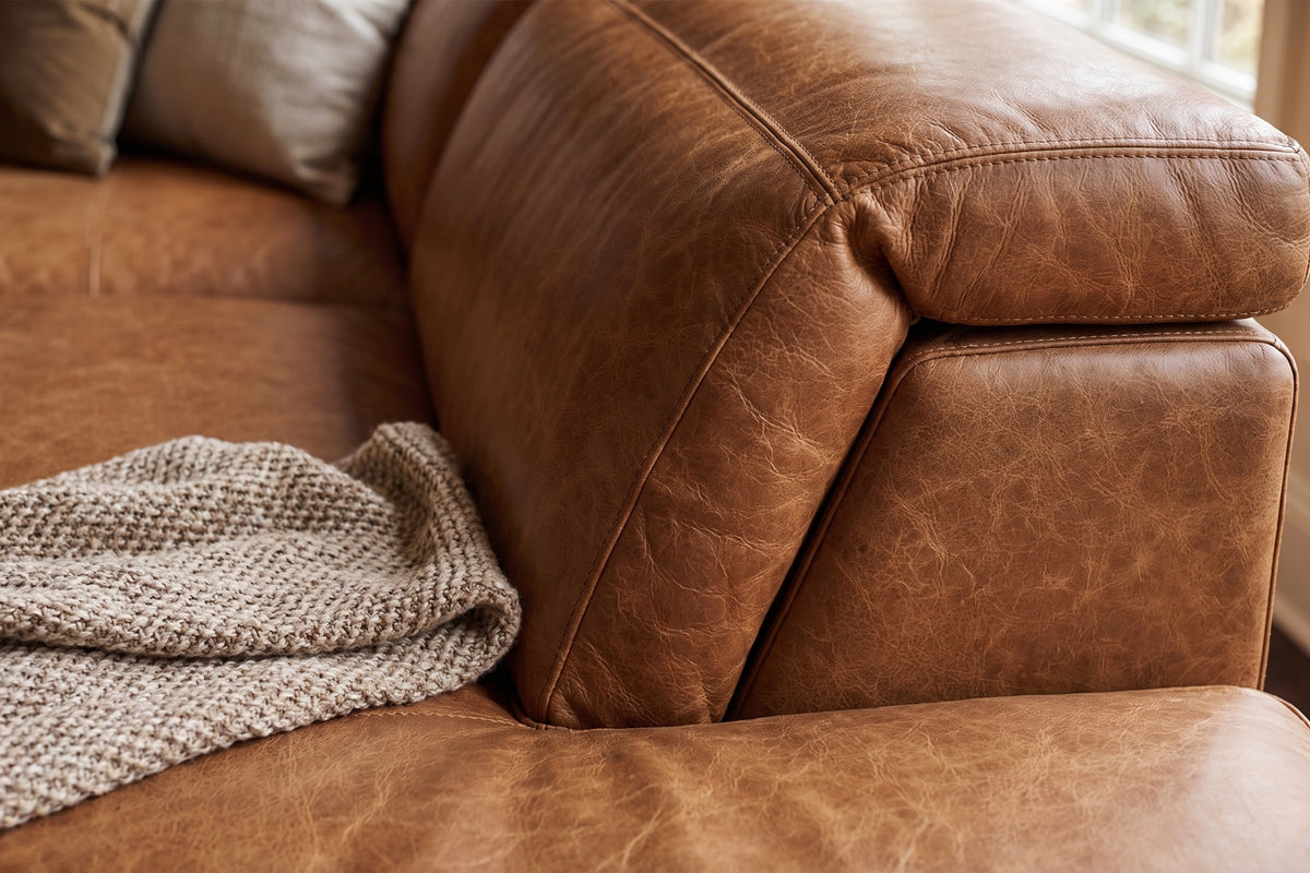 Clara Distressed Leather Recliner Sectional Sofa
