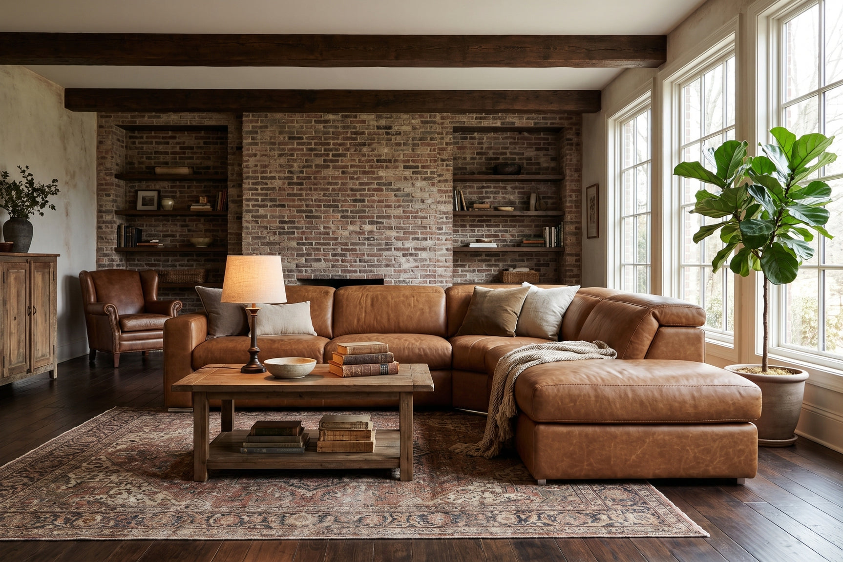 Clara Distressed Leather Recliner Sectional Sofa