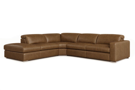 Valencia Clara Distressed Leather Recliner Sectional Sofa