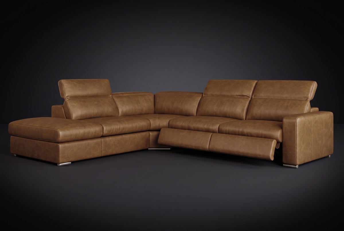 Valencia Clara Distressed Leather Recliner Sectional Sofa
