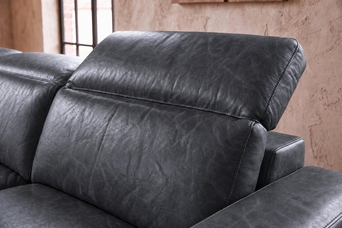 Valencia Clara Distressed Leather Recliner Sectional Sofa