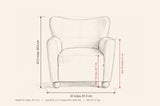 Collodi dimensions: 32 in wide, 31 in deep, 32.5 in high, seat 18 in high, arms 24 in high