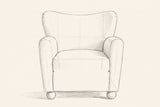 Pencil drawing of the Collodi chair traced from the front view