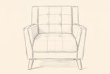 Pencil drawing of the Comacchio armchair traced from the front view