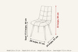 Compiano dimensions on a pencil sketch of the chair: 33 in high, 20 in wide, 24 in deep, seat height 17.5 in
