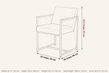 Coreglia dimensions on a pencil sketch of the armchair: 32.5 in high, 22 in wide, 26 in deep, seat height 19.8