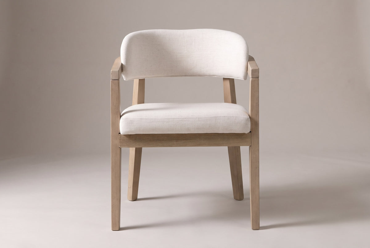 Corinaldo dining chair in Beige, straight front view on a studio backdrop