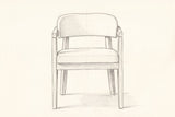 Pencil drawing of the Corinaldo dining chair, front view