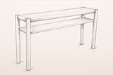 Pencil sketch of the Corniglia console table, three-quarter view
