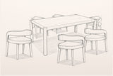 Pencil sketch of the Corniglia dining set, three-quarter view