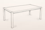 Pencil sketch of the Corniglia dining table, three-quarter view from above