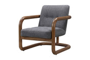 Corwin fabric accent chair in Charcoal with a rounded rubberwood frame, three-quarter view