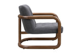 Corwin accent chair in Charcoal, side view showing the looped wood frame