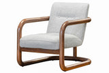 Corwin fabric accent chair in Ivory with a rounded rubberwood frame, three-quarter view