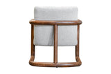 Corwin accent chair in Ivory, back view with the wood frame wrapping the back